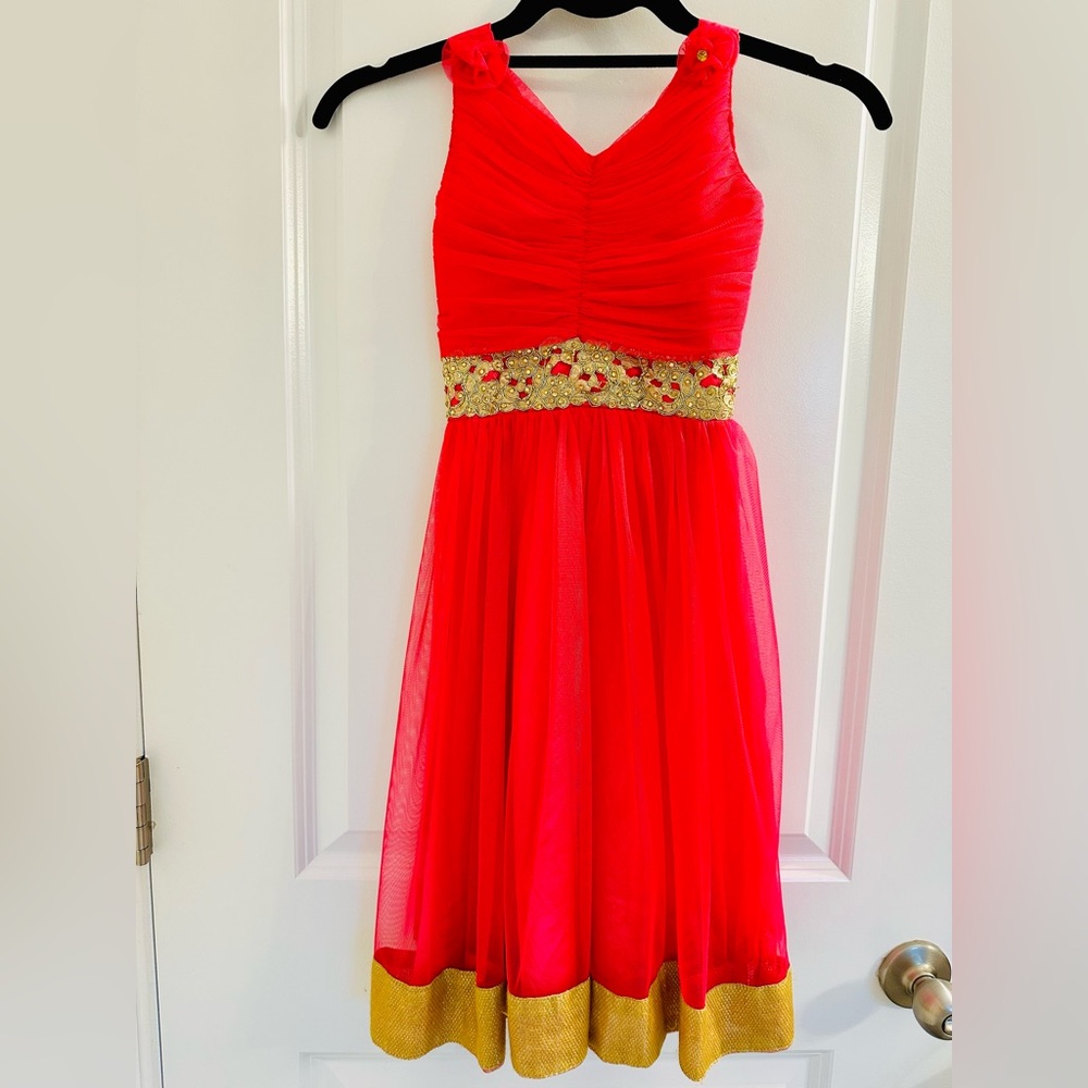 Elegant Pink and Gold Kids Dress